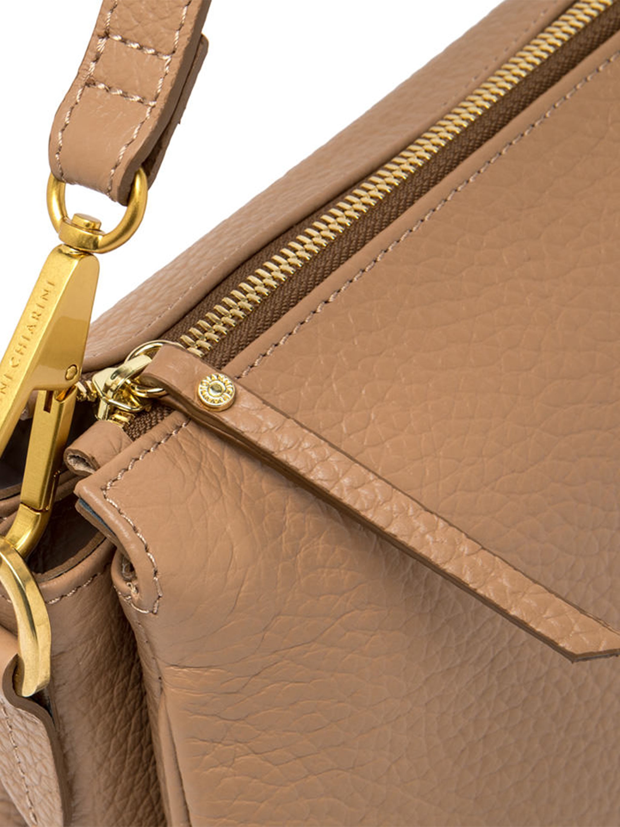 Brooke Rectangular Brown Pebbled Shoulder Bag
