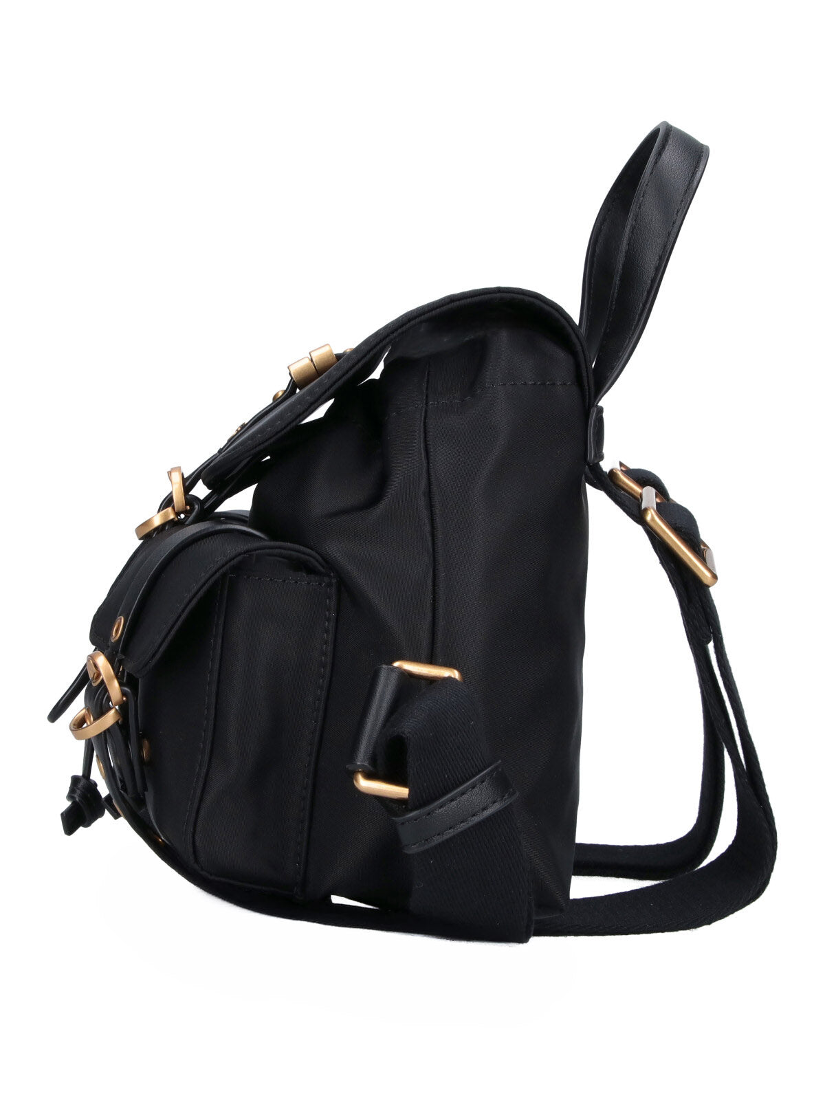 Black Compact Studs Leather Backpack