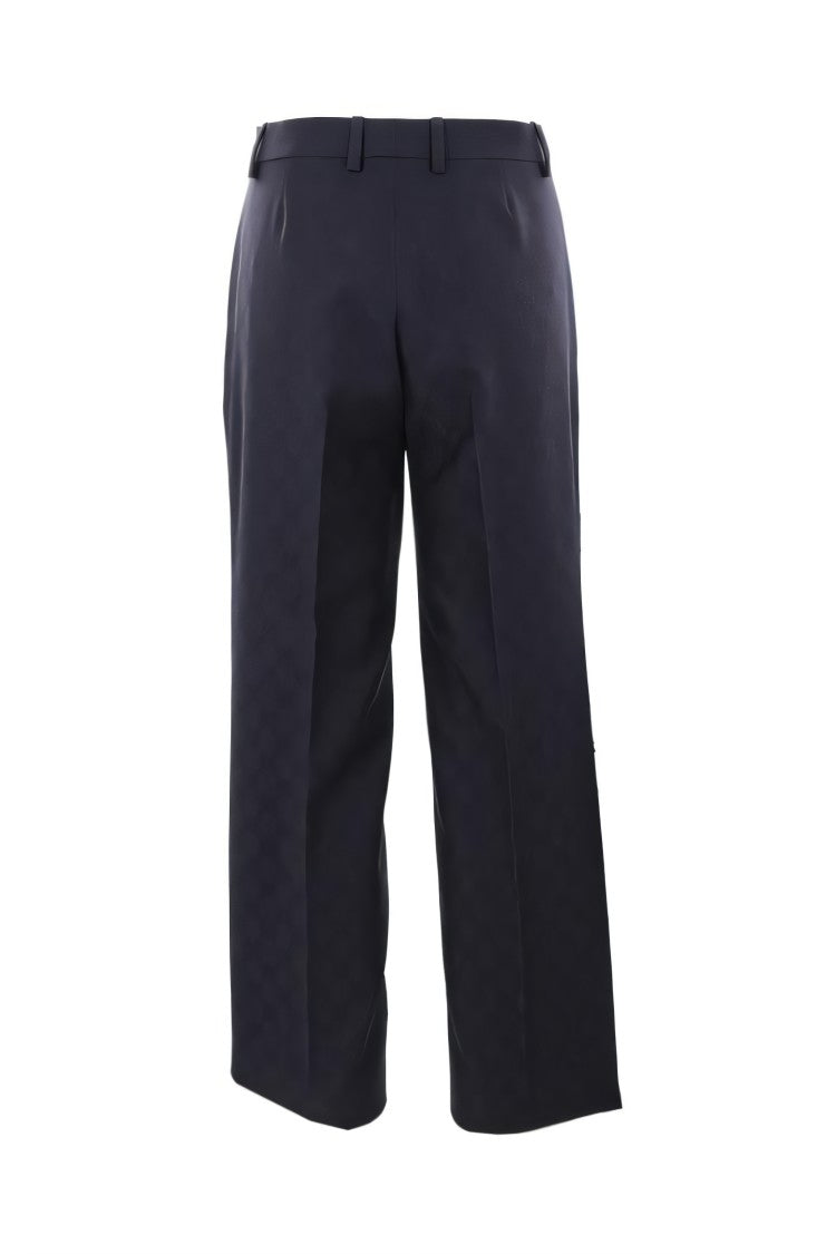 Tailored Blue Wool Straight Pants