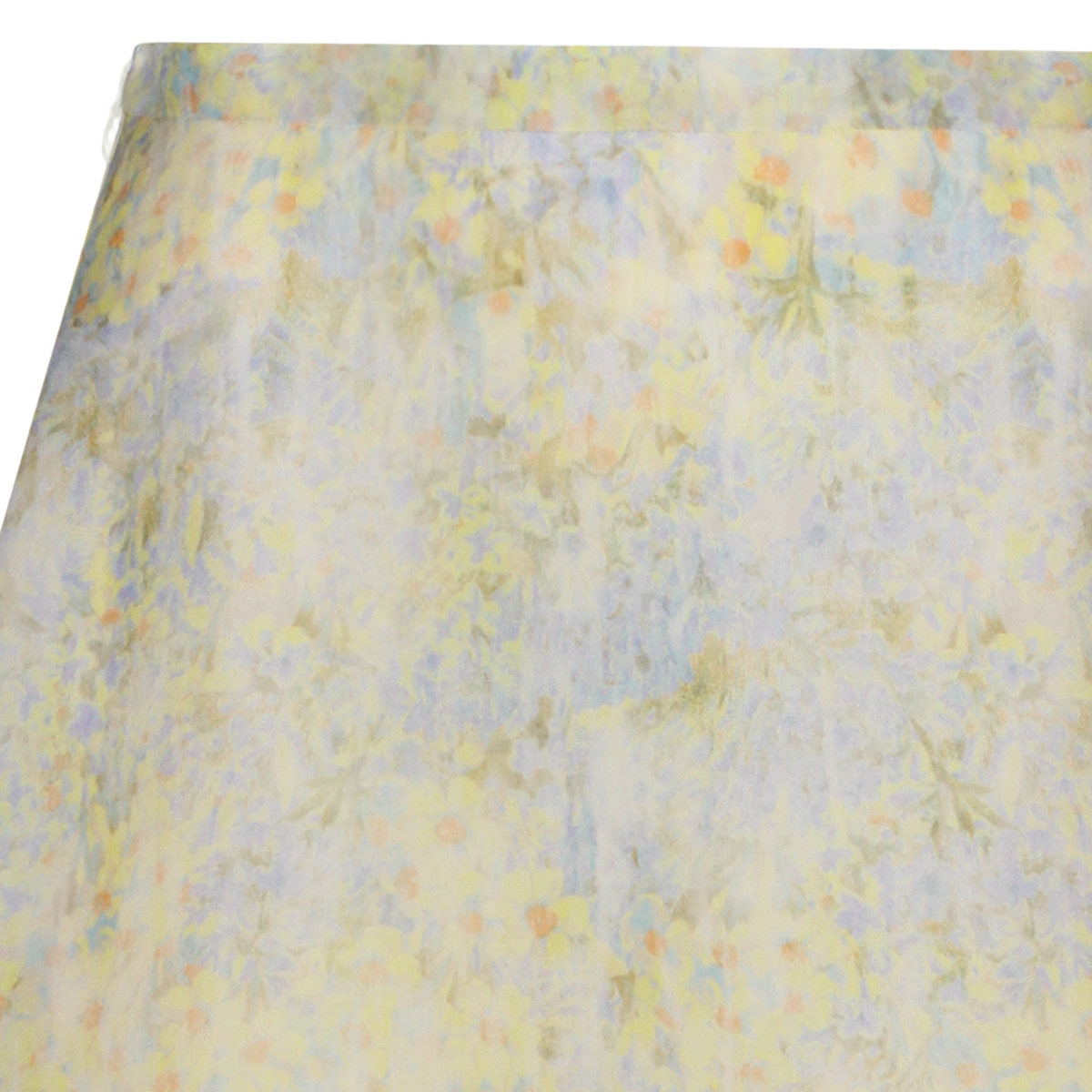 A-line Midi Skirt with Watercolor Floral Pattern