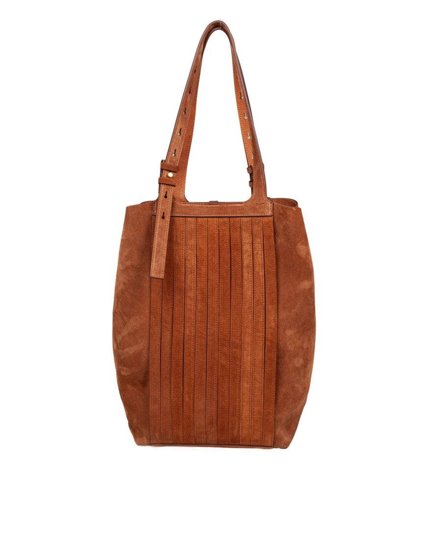 Tan  24.7 Suede Shopping Bag With Fringes