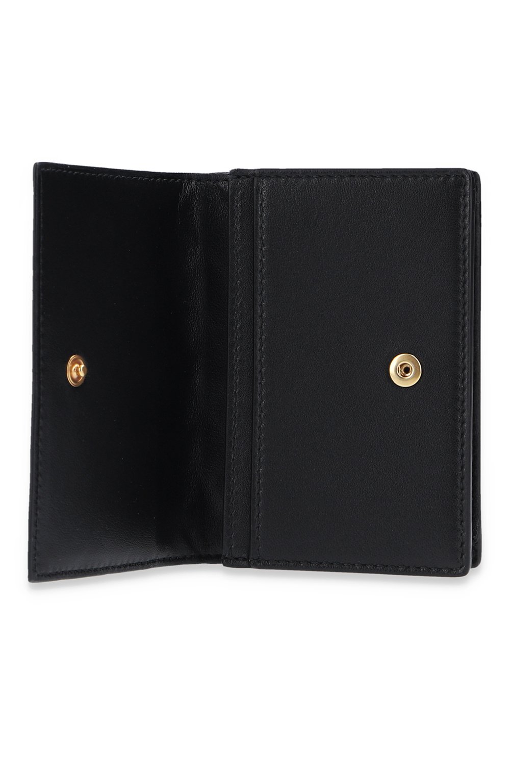 Compact Black Woven Leather Wallet