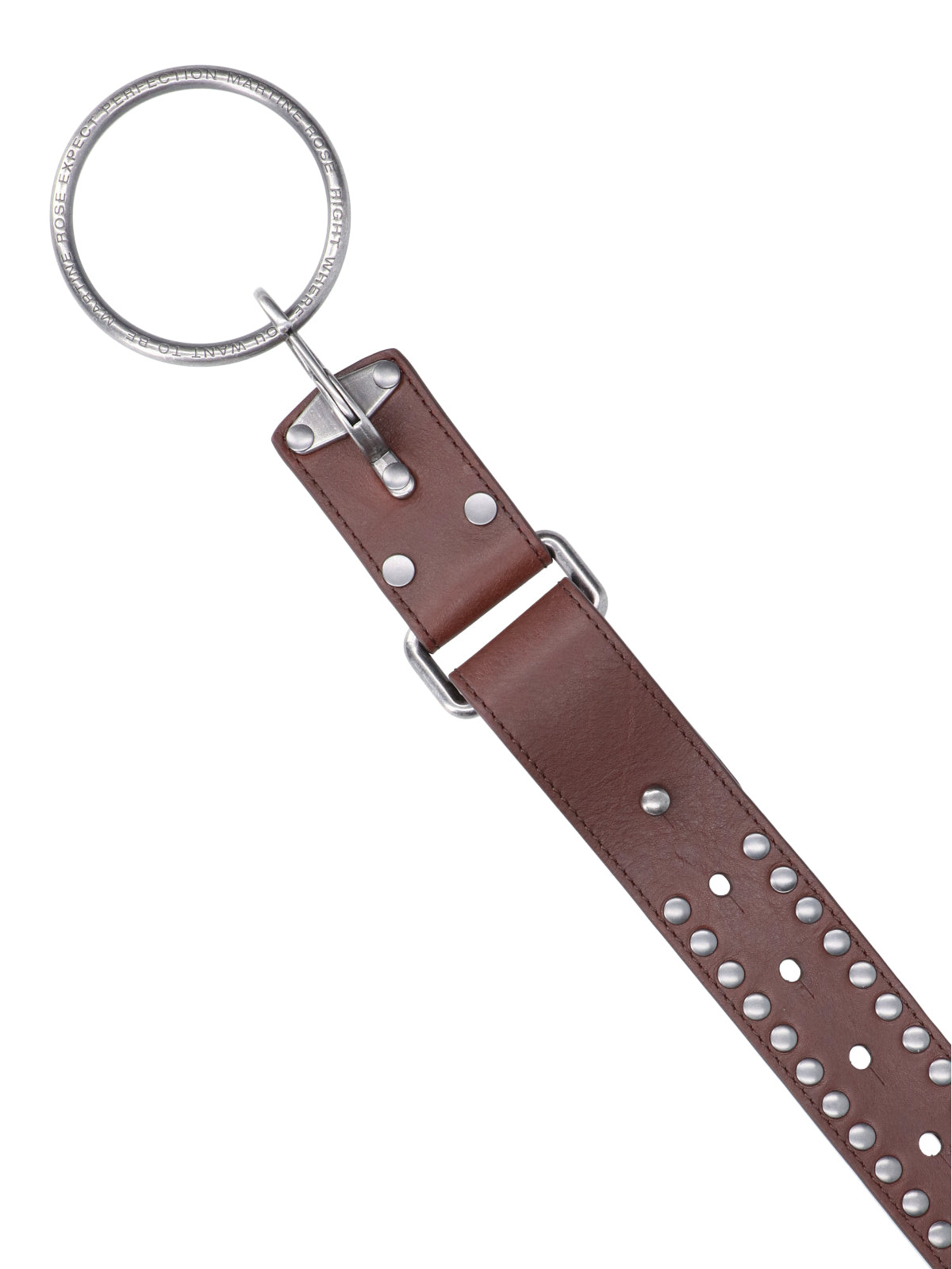 Brown Studded Leather Ring Belt