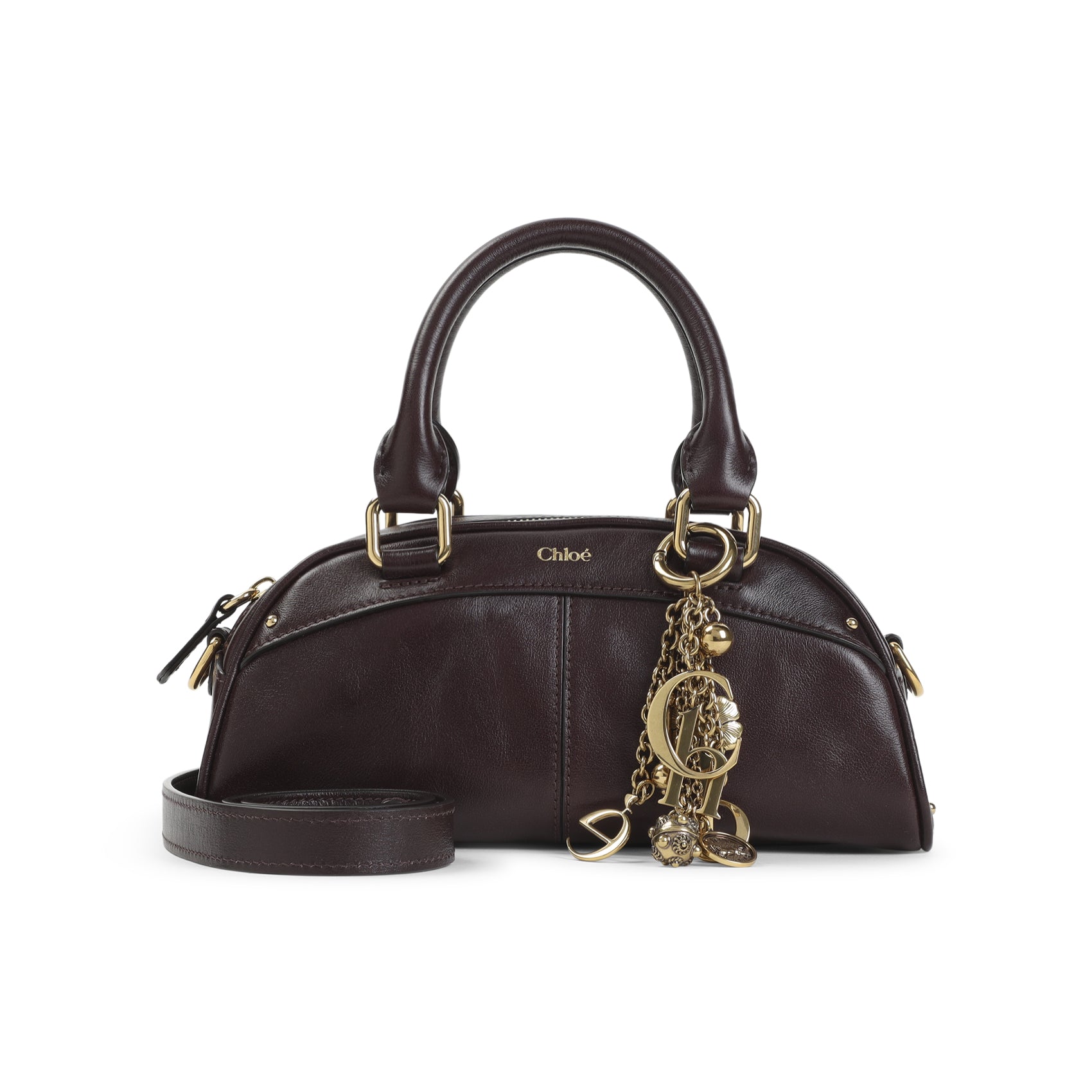 Rounded Black Calf Leather Shoulder Bag