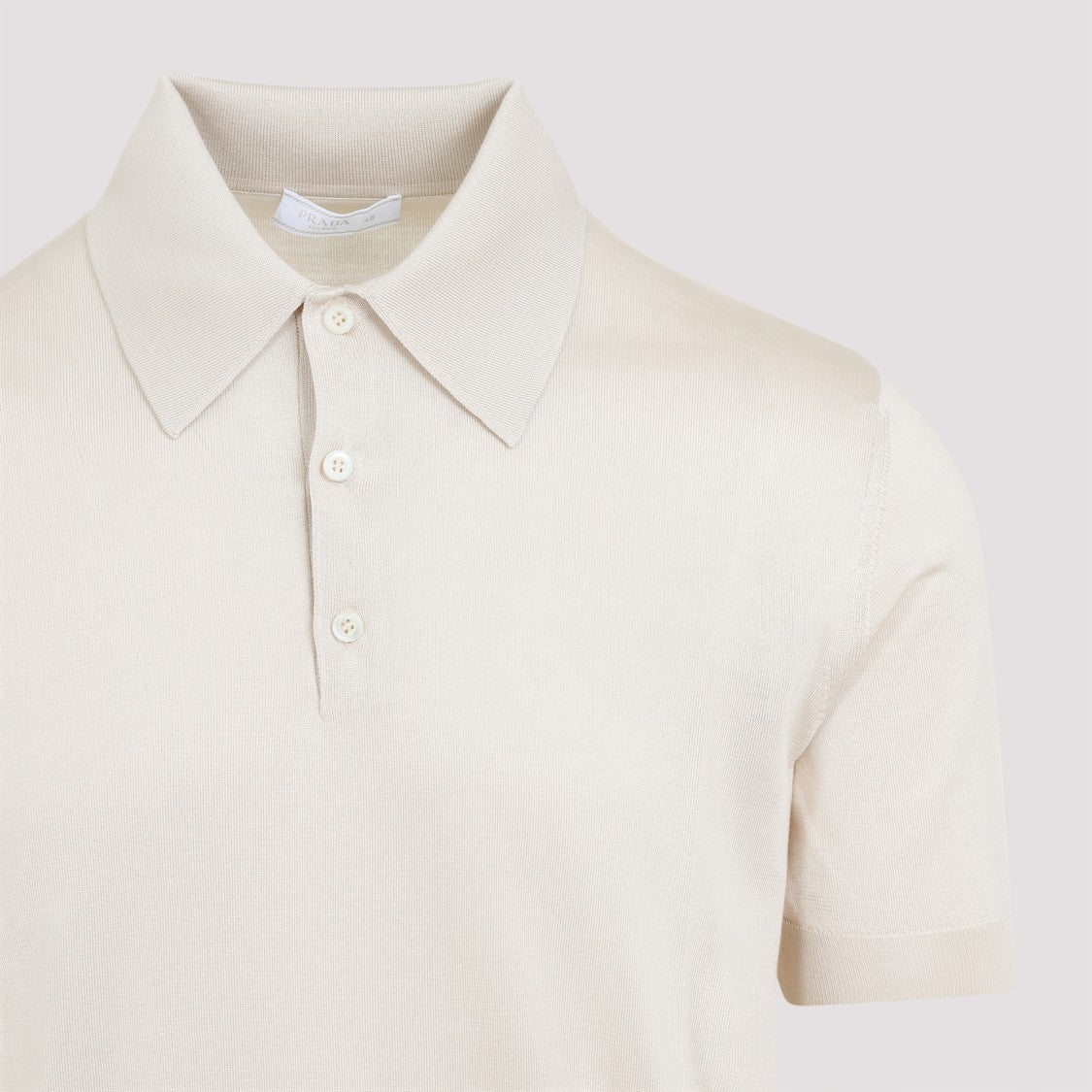 Silk Polo T-Shirt With Collar In Neutral Tones