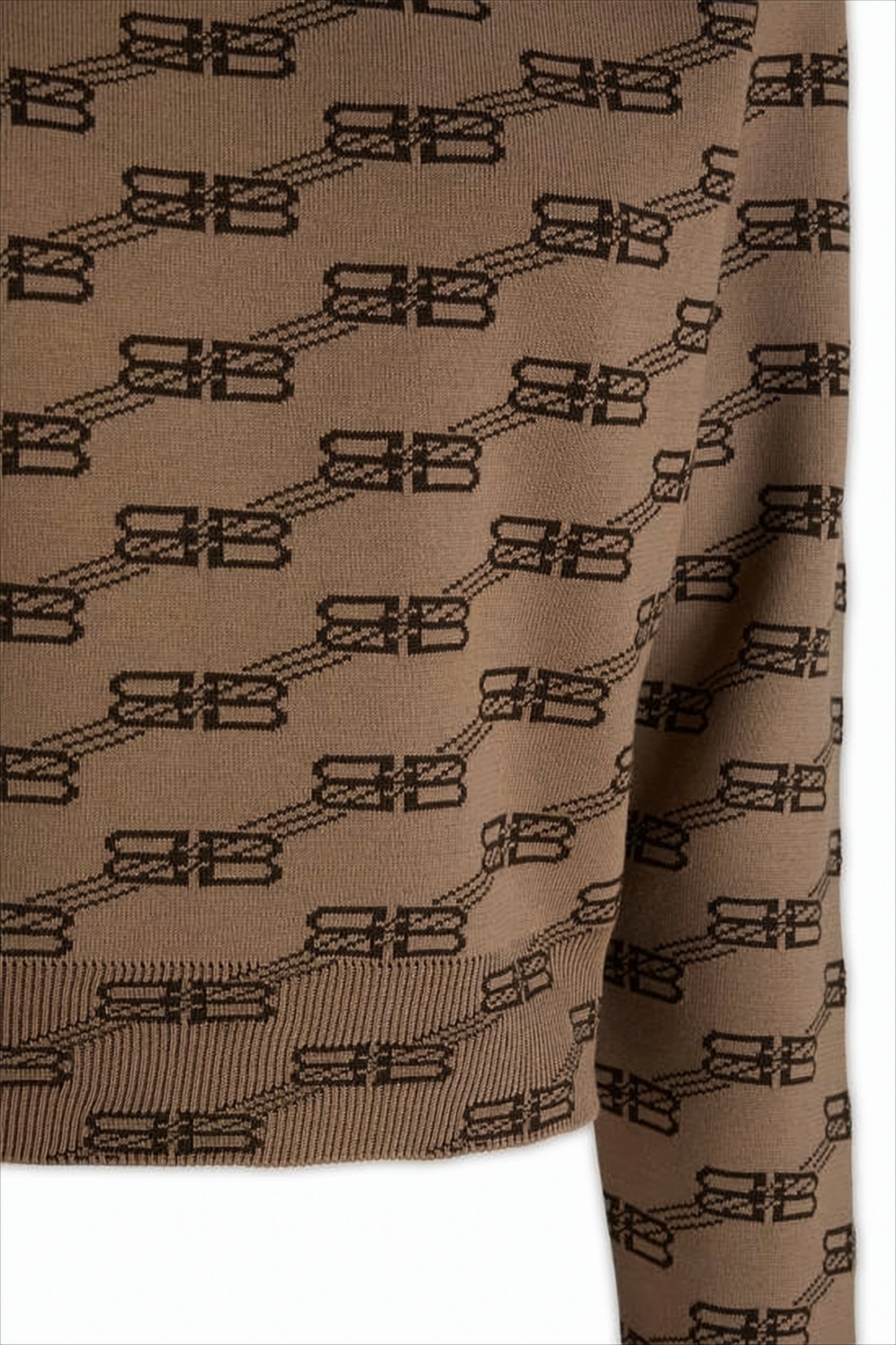 Cropped Sweater with Repeating Bow Motif