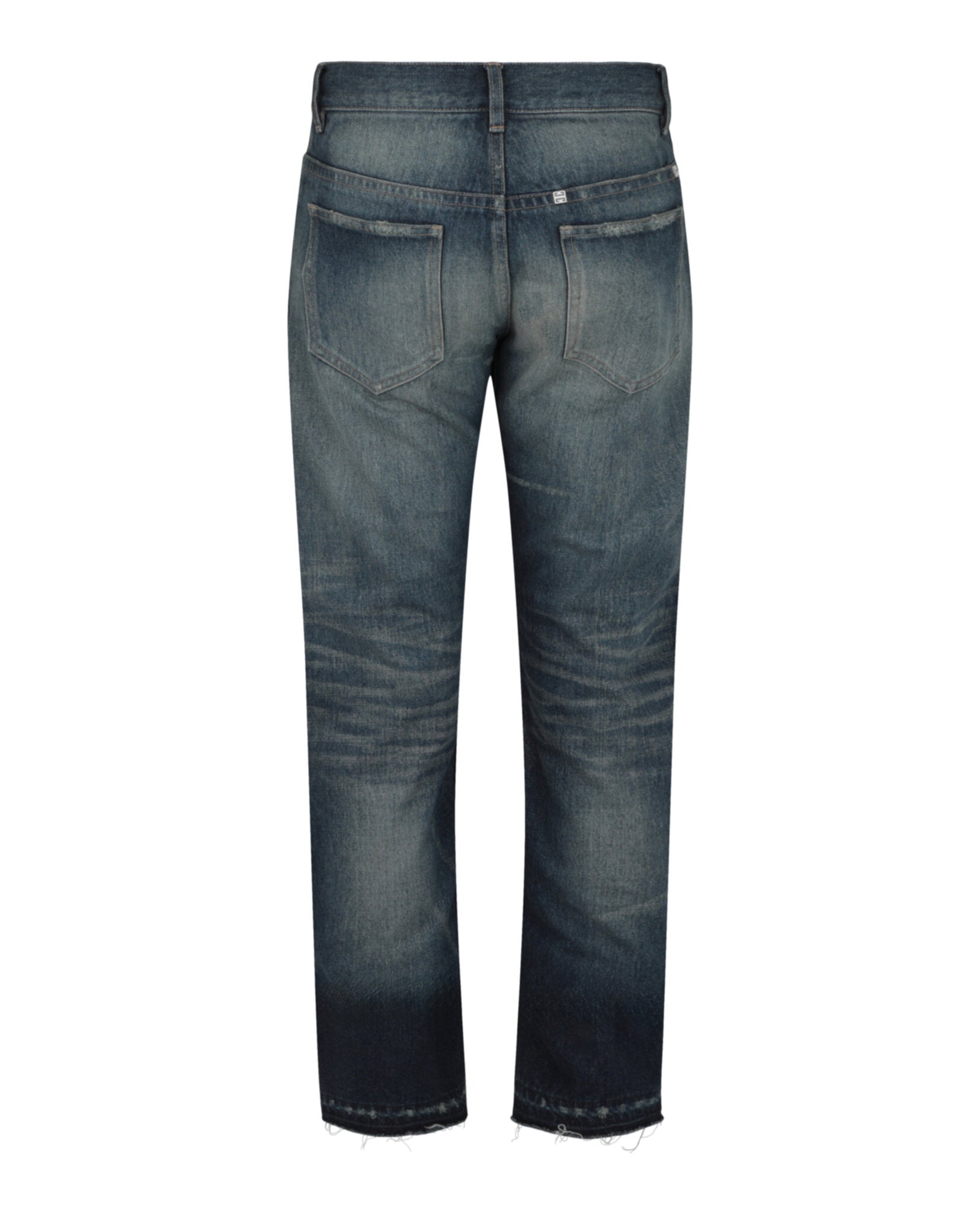 Distressed Straight Fit 5 Pocket Jeans