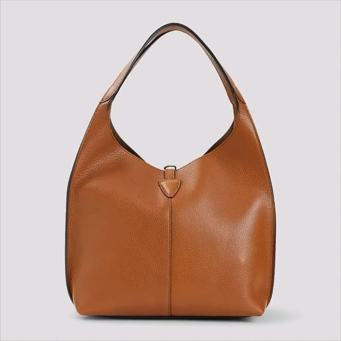 Textured Calf Leather Shoulder Bag with T-Buckle Closure