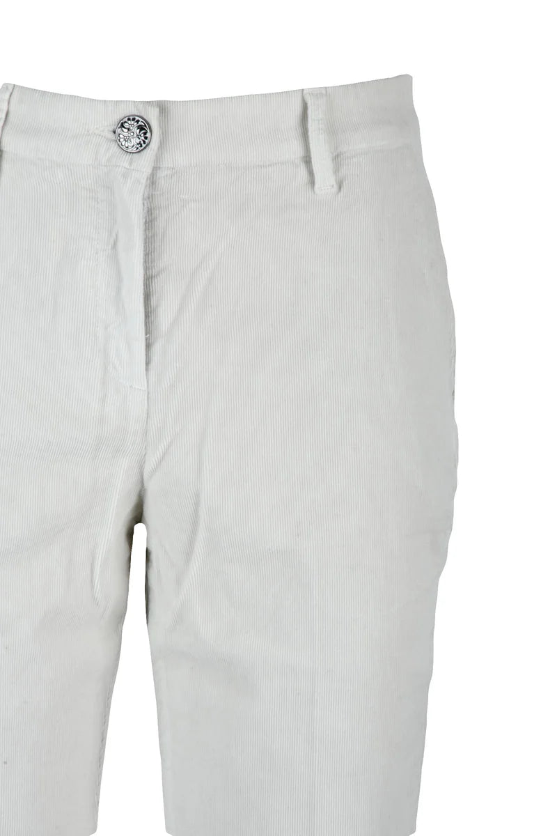 Marina Velvet Slim Pants - White