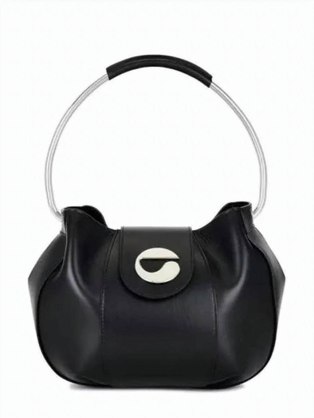 Rounded Calf Leather Shoulder Bag