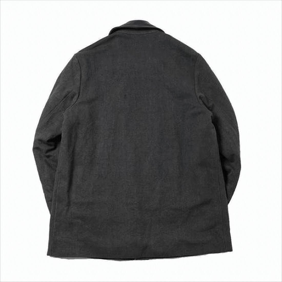 Charcoal Jacket with Distinctive Leather Collar
