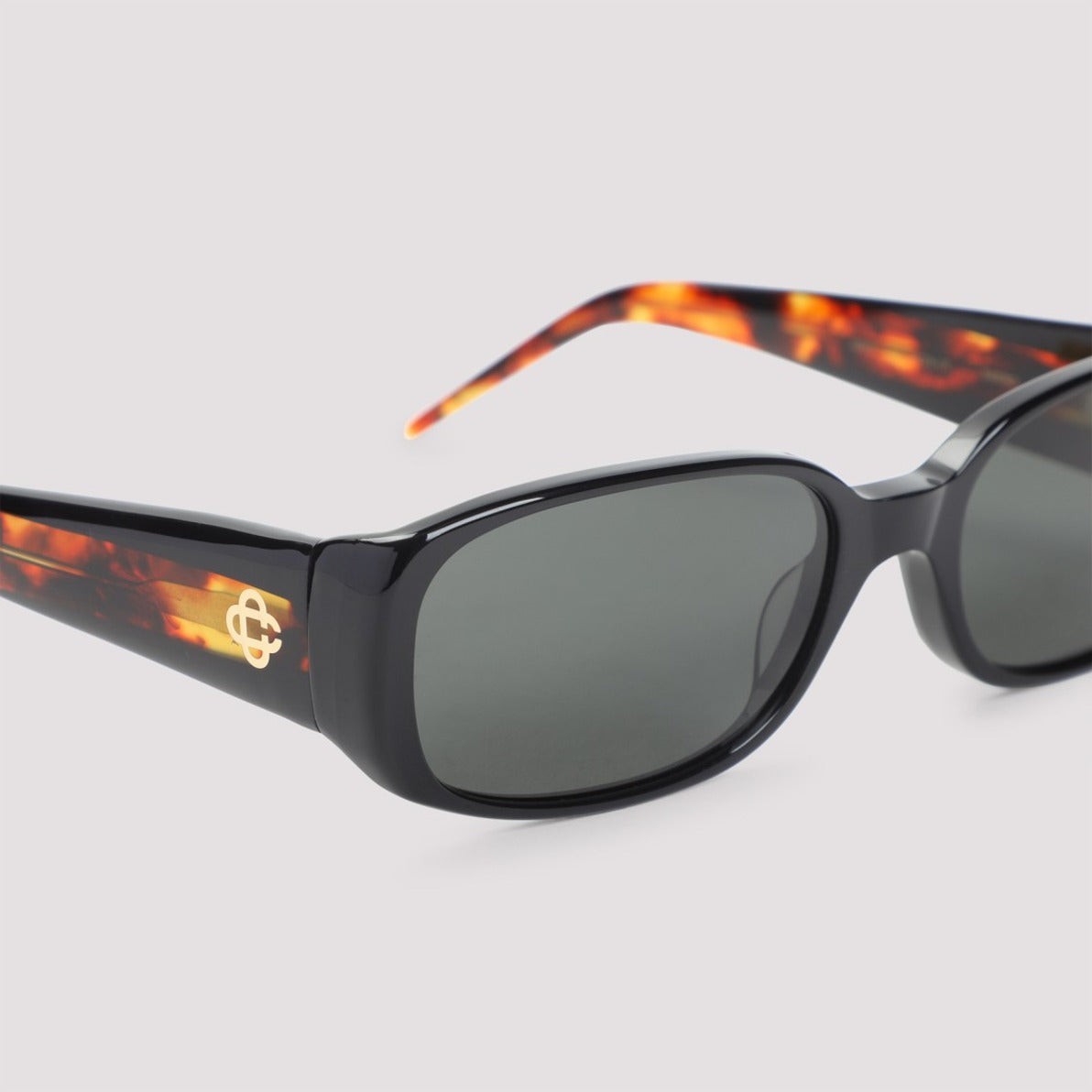 Bold Rectangular Frame Sunglasses With Tortoiseshell Accents