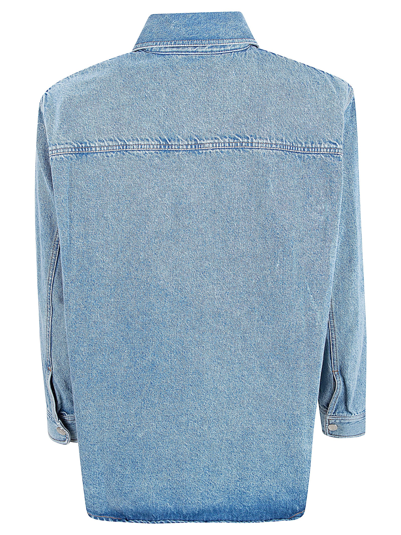 Indigo Denim Vintage-Effect Jacket with Crochet Patch