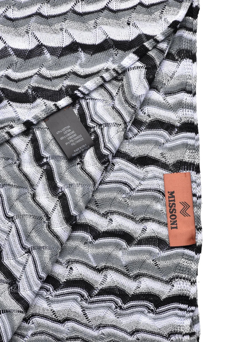 Cotton Viscose Polyamide Scarf - White/Black