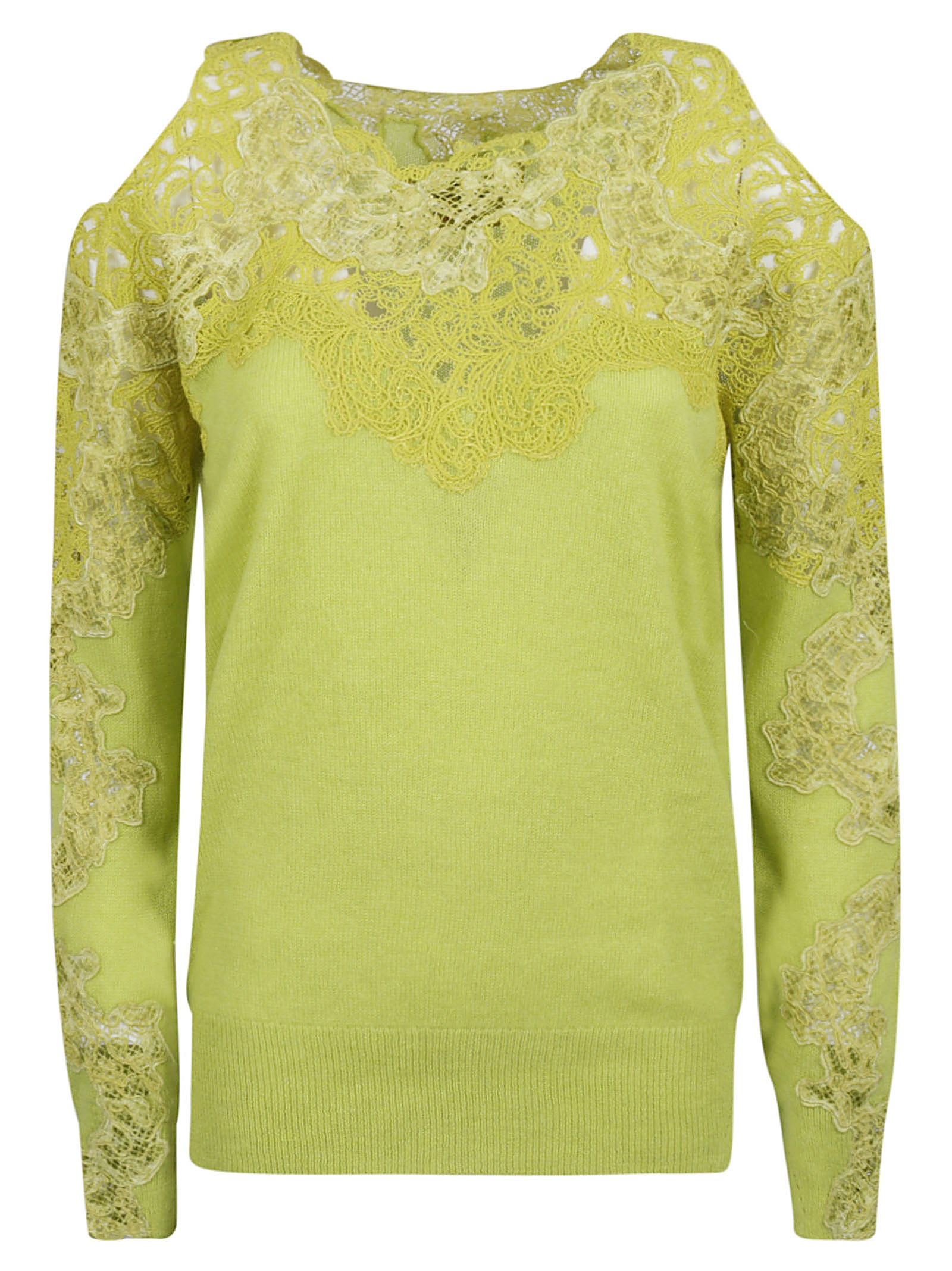 Intricate Lace Detail Long-Sleeved Top