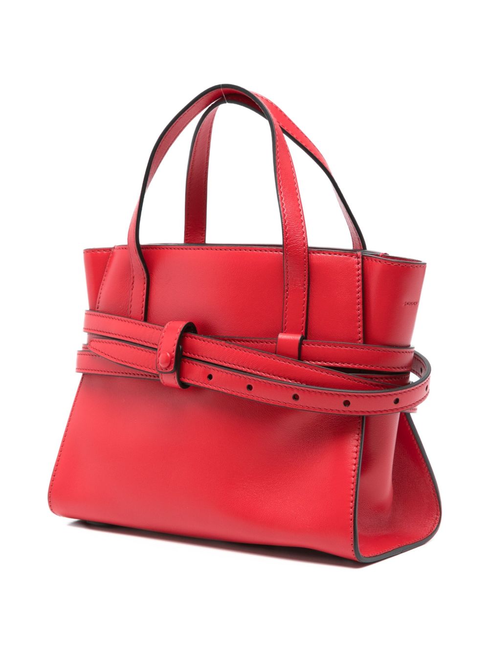 Structured Red Calf Leather Handbag