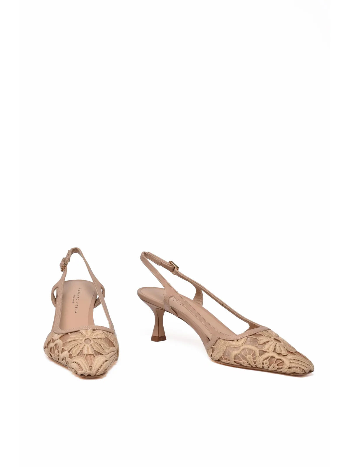 Beige Other Fibers Lace Pump