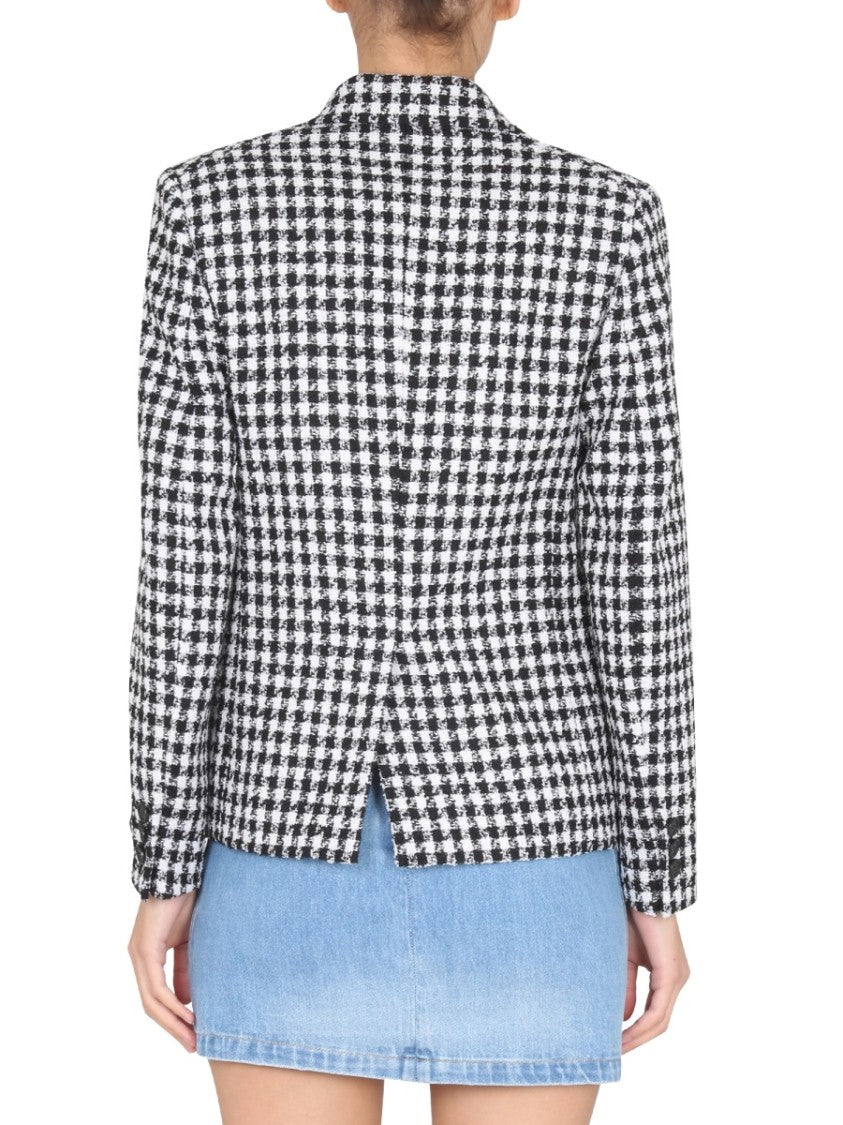 Houndstooth Tweed Jacket With Notched Lapels