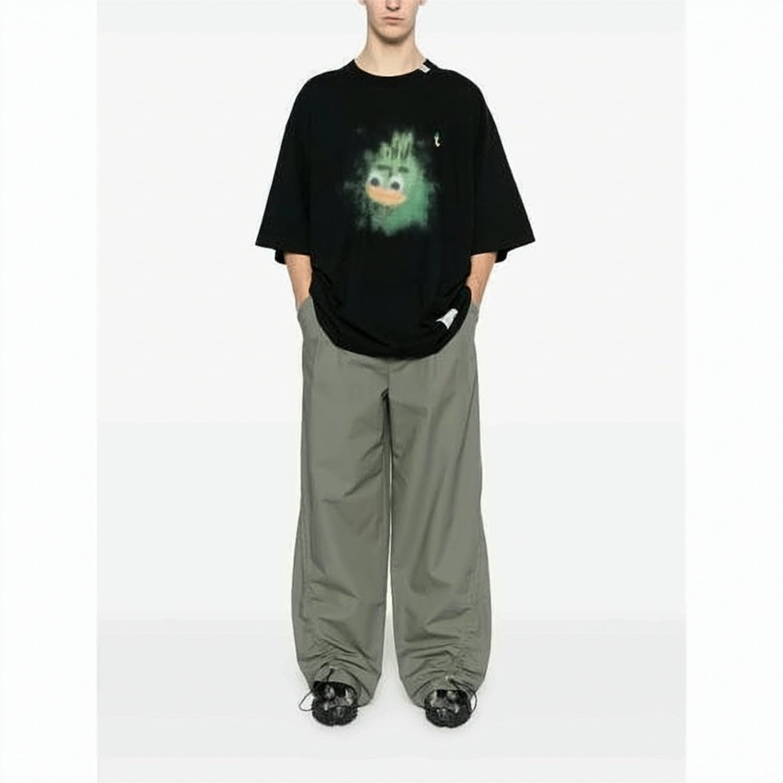 Oversized Short-Sleeve T-Shirt with Cartoon Graphic