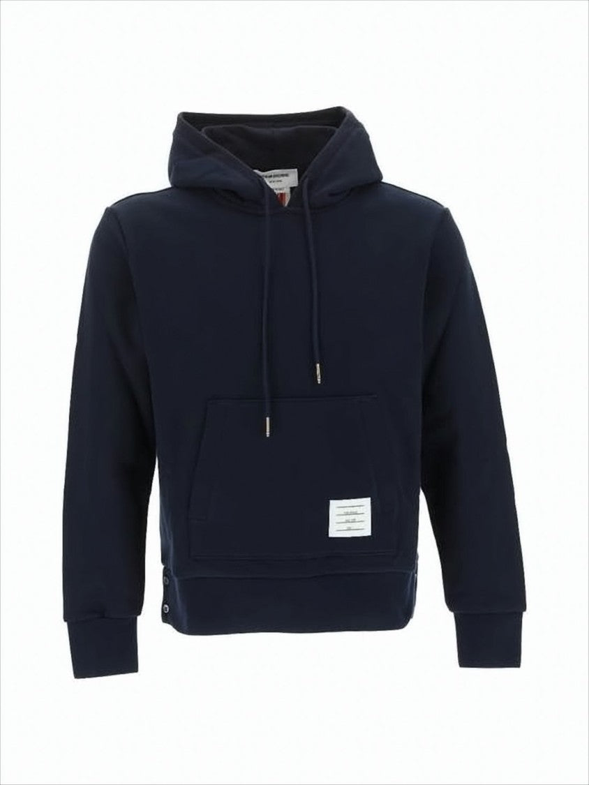 Relaxed-Fit Black Hooded Sweatshirt With Distinctive Stripe Detail