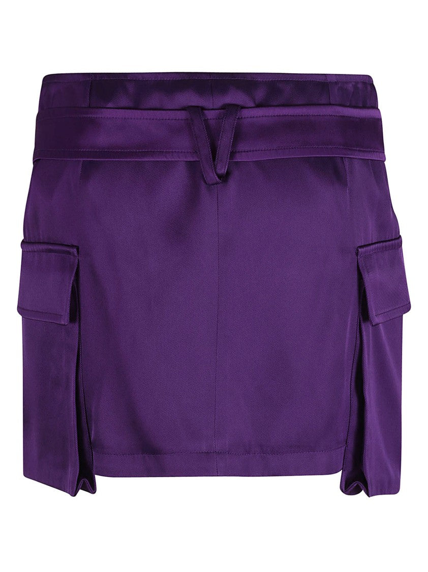 High-Waisted Purple Skirt With Statement Belt