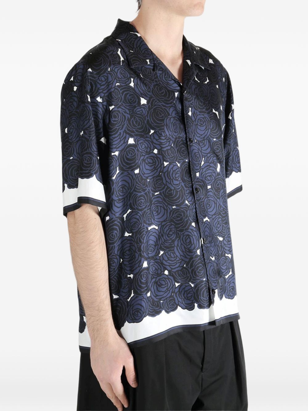 Dark Blue Floral Print Shirt
