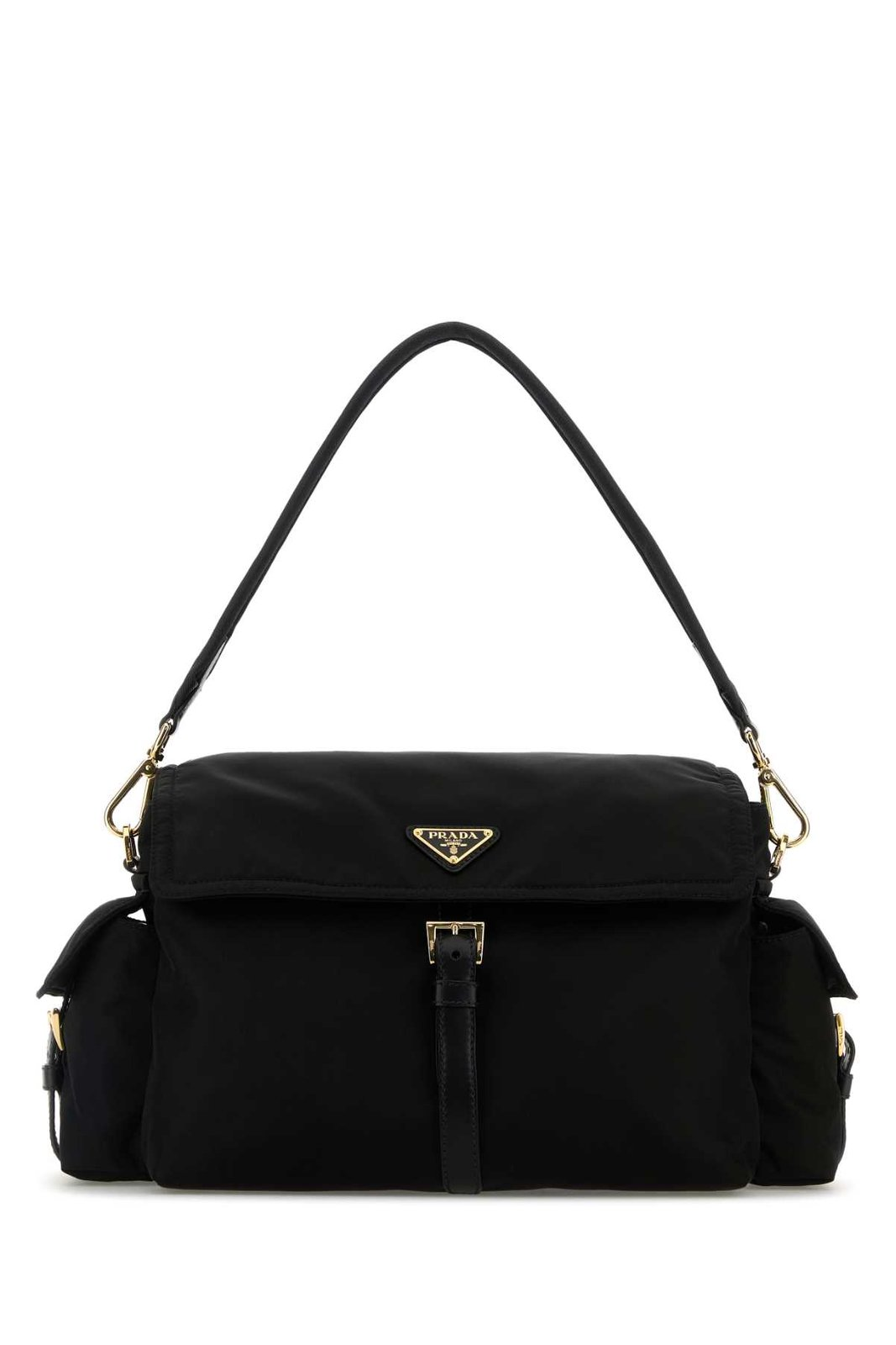 Nappa Leather Tote Bag with Flap Closure and Gold-tone Accents