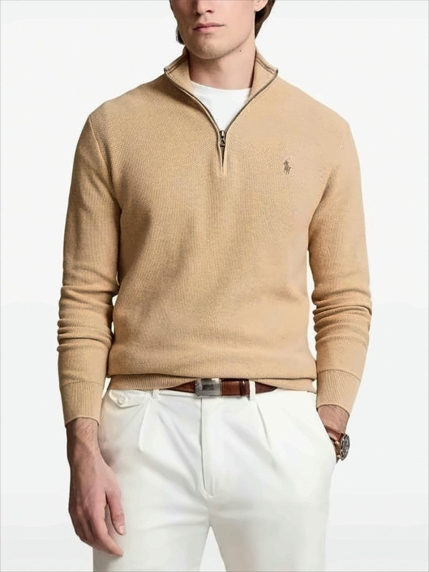 Half-Zip Long-Sleeve Pullover with Textured Knit