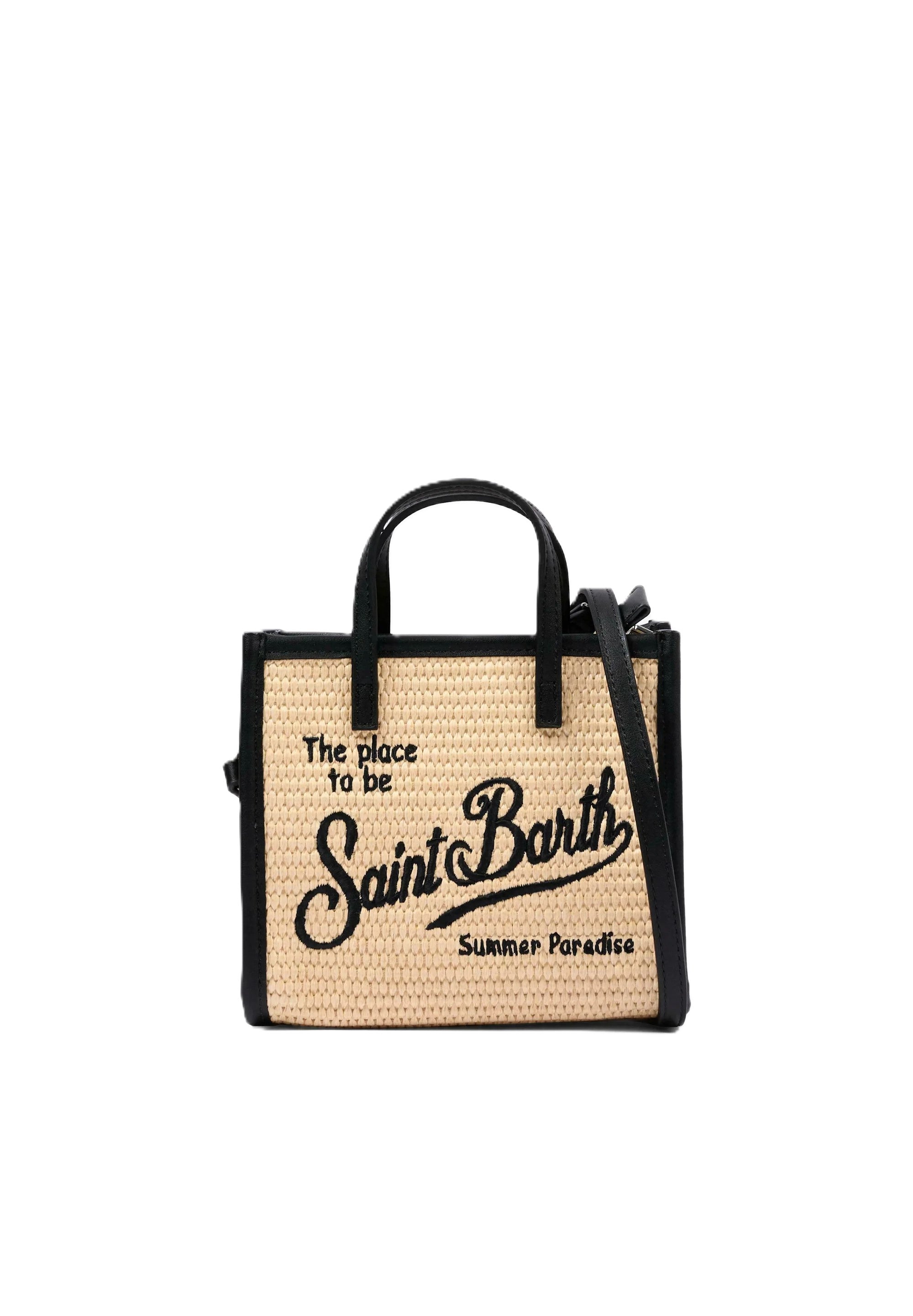 Black Straw Vivian Shoulder Bag