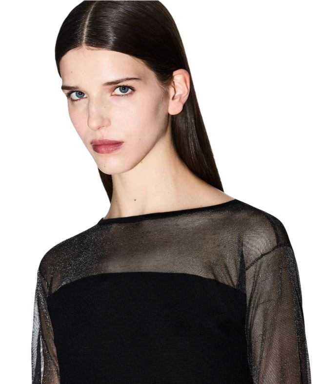 Fitted Mini Dress With Sheer Mesh Detailing