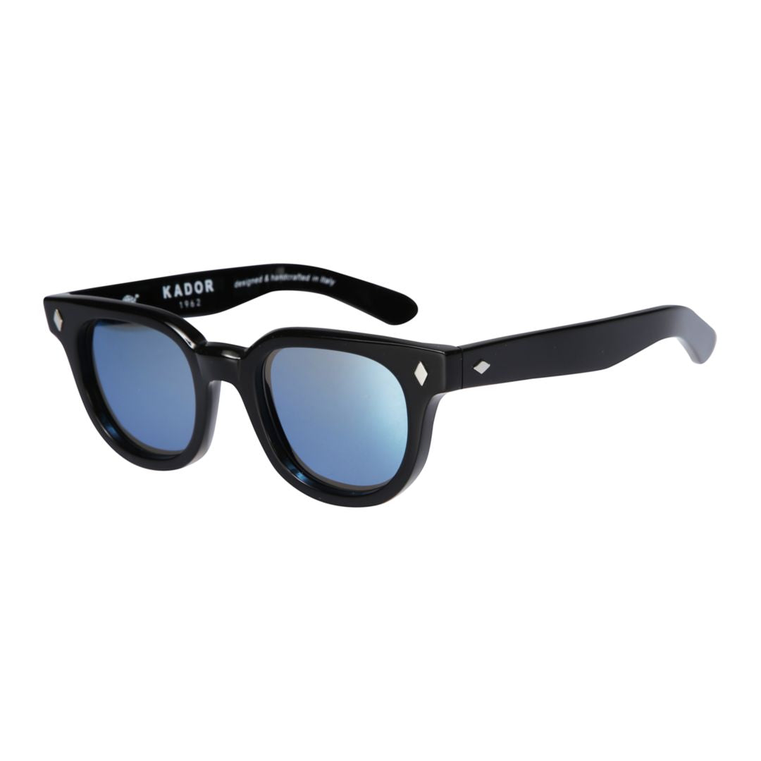 Orbit Square Frame Sunglasses with Reflective Blue Lenses