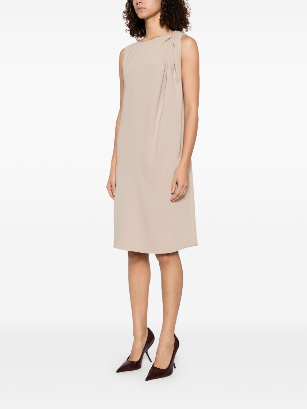 Knee-Length Sleeveless Dress with Draped Detail