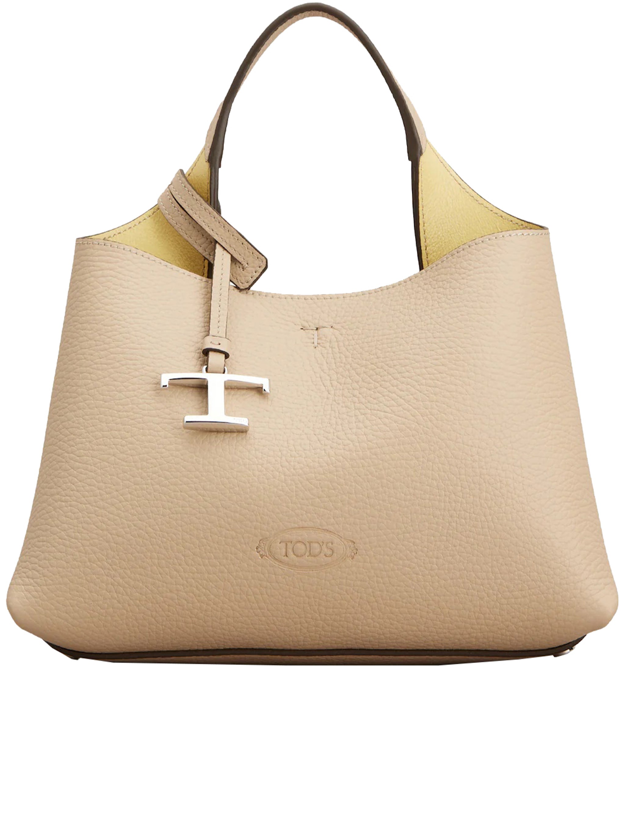 Neutral Textured Leather Handbag