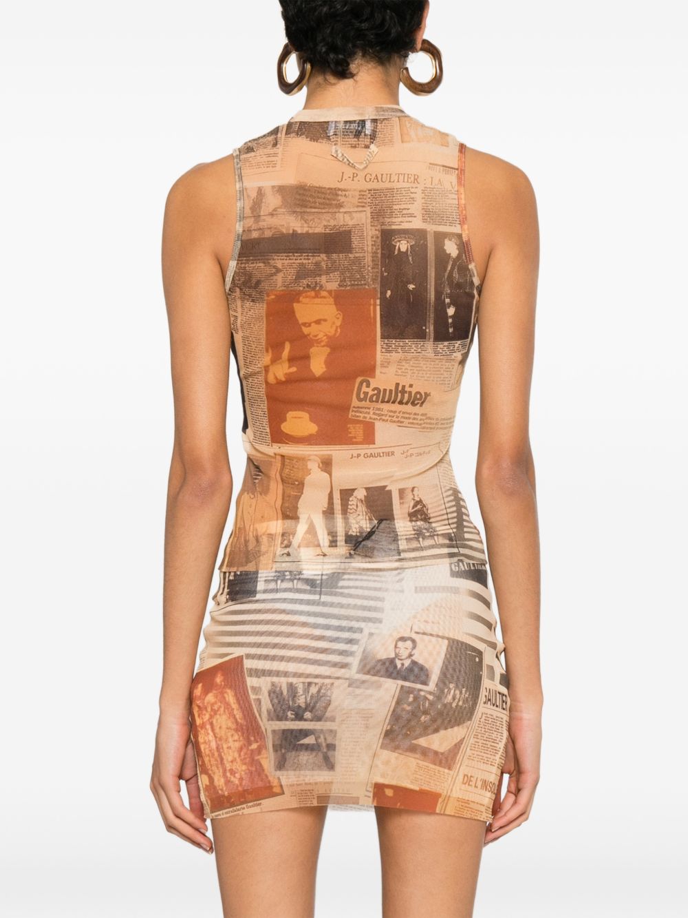 Collage-Print Silk And Nylon Sleeveless Top