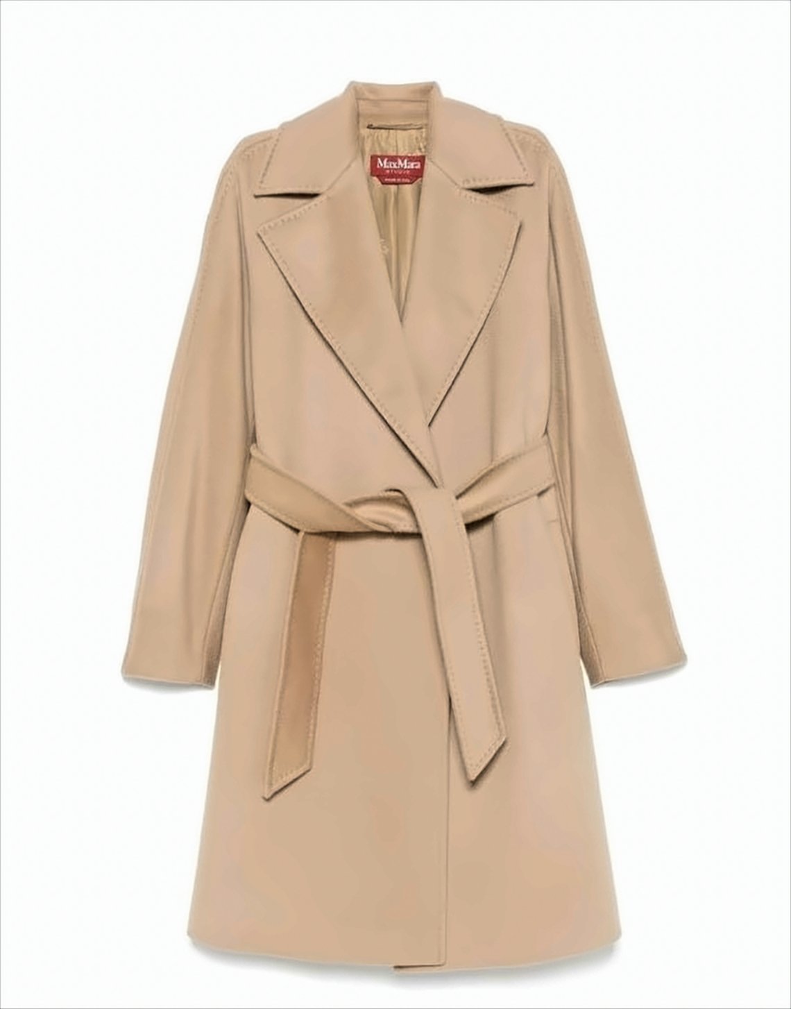 Robe Silhouette Long Coat In Pure Wool Drap