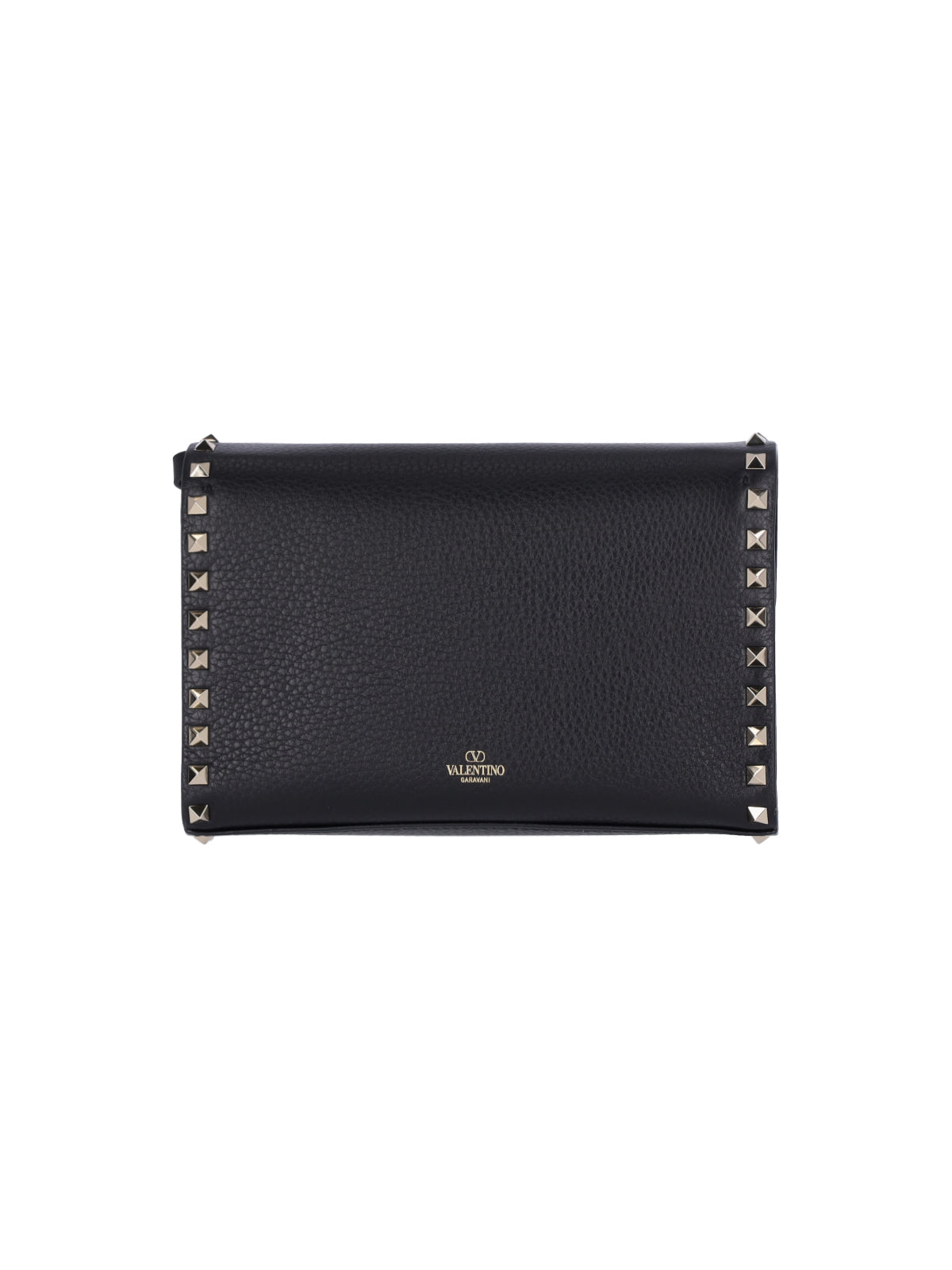 Rectangular Crossbody Bag in Black Hammered Leather