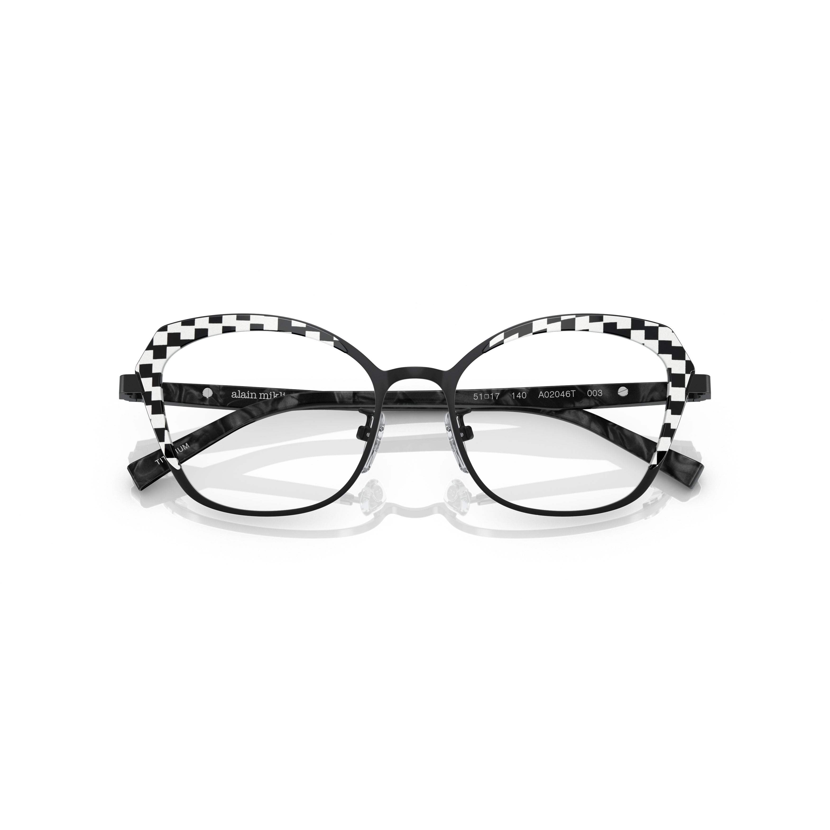 2046t Vista Lightweight Titanium Eyeglasses with Checkerboard Detailing