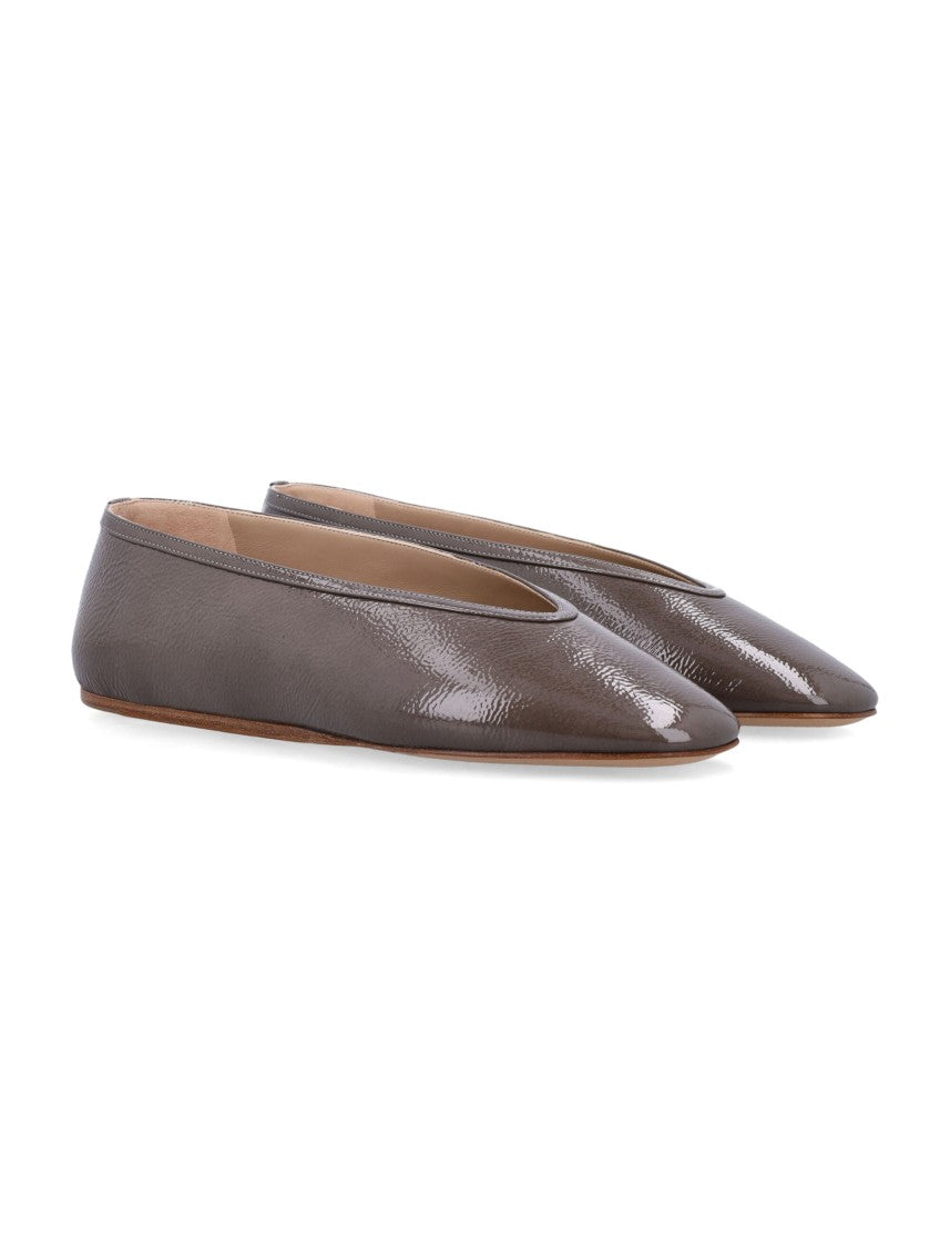 Luna Taupe Patent Leather Slippers