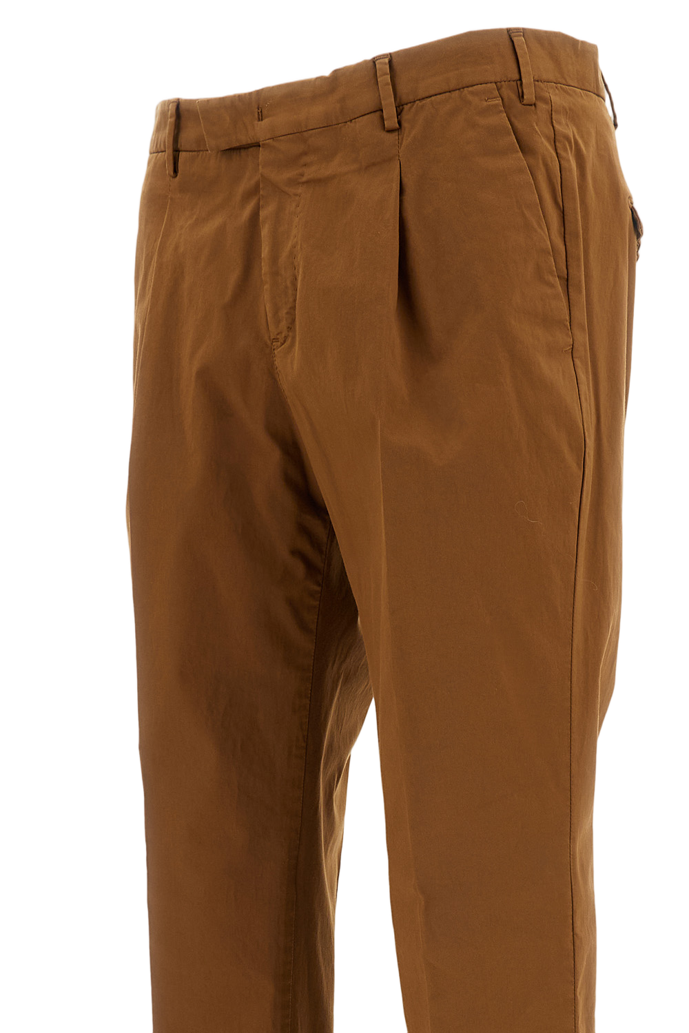 Slim-Fit Brown Trousers with Pressed Creases