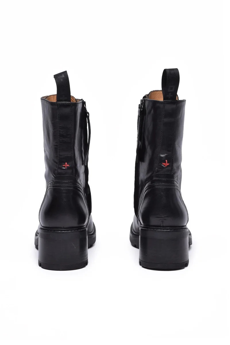 Leather Combat Boots - Black