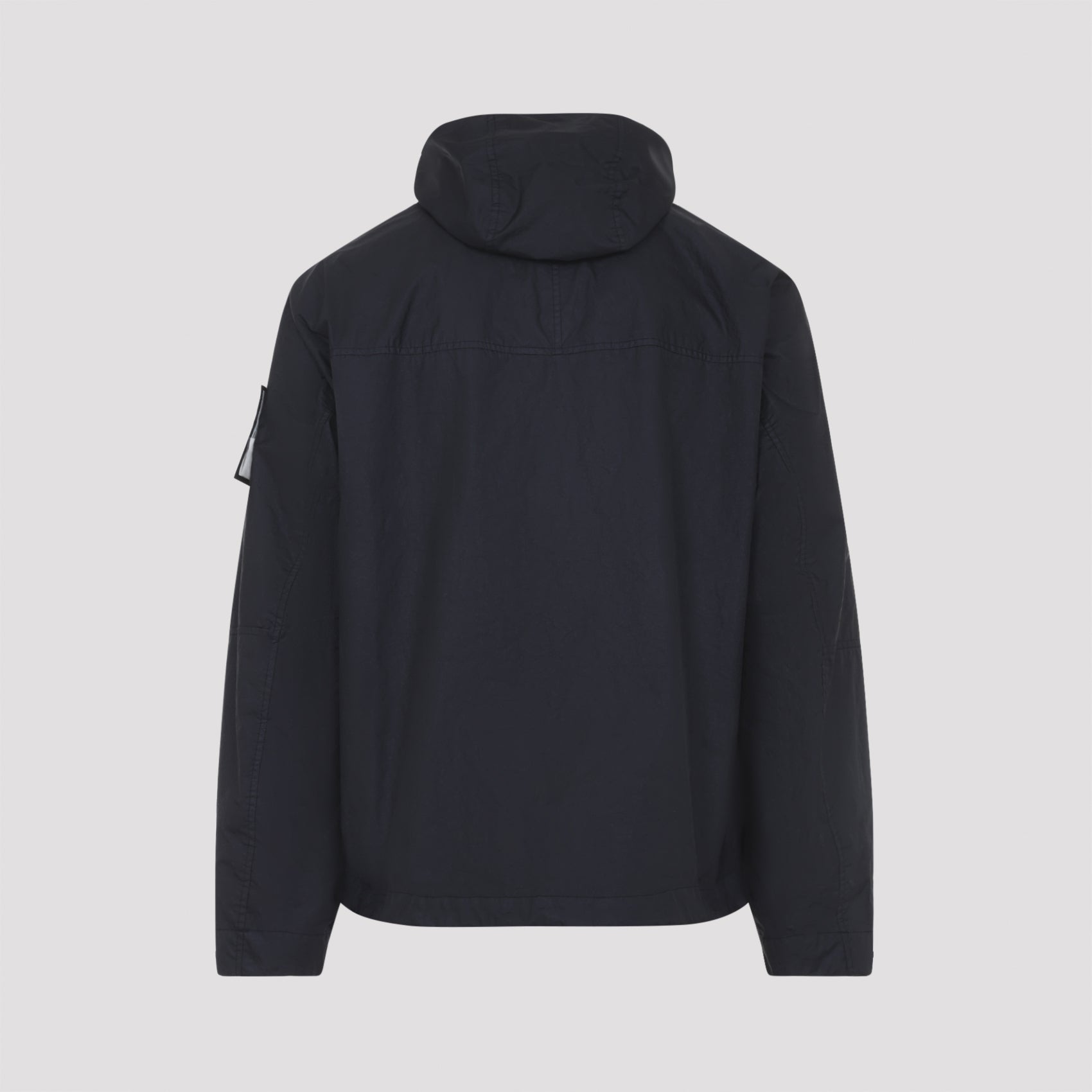 Contemporary Black Polyamide Coat With Hood