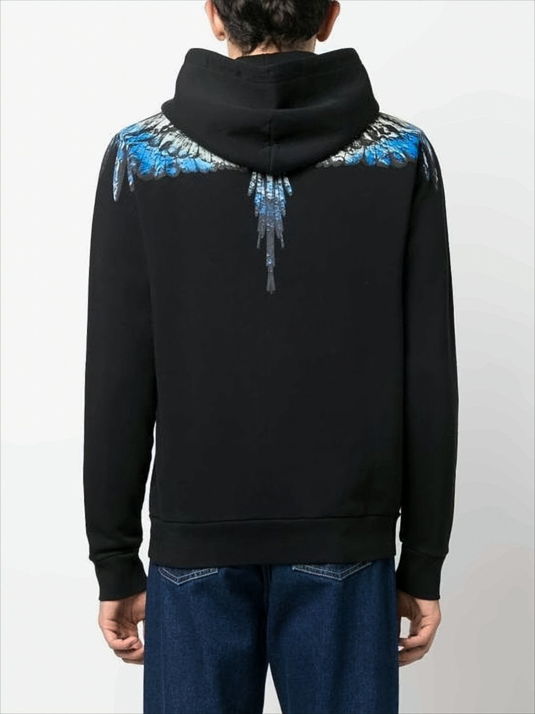 Winged Print Hooded Sweatshirt with Kangaroo Pocket