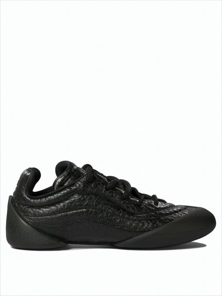 Textured Leather Sneakers with Sculpted Rubber Sole