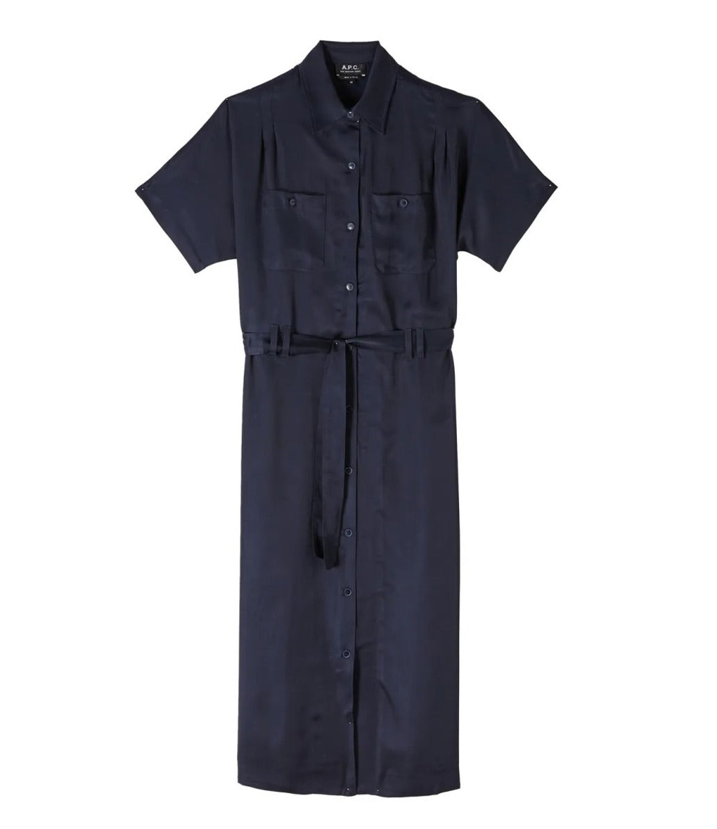 Black Shirt-Dress With Removable Belt And Pockets