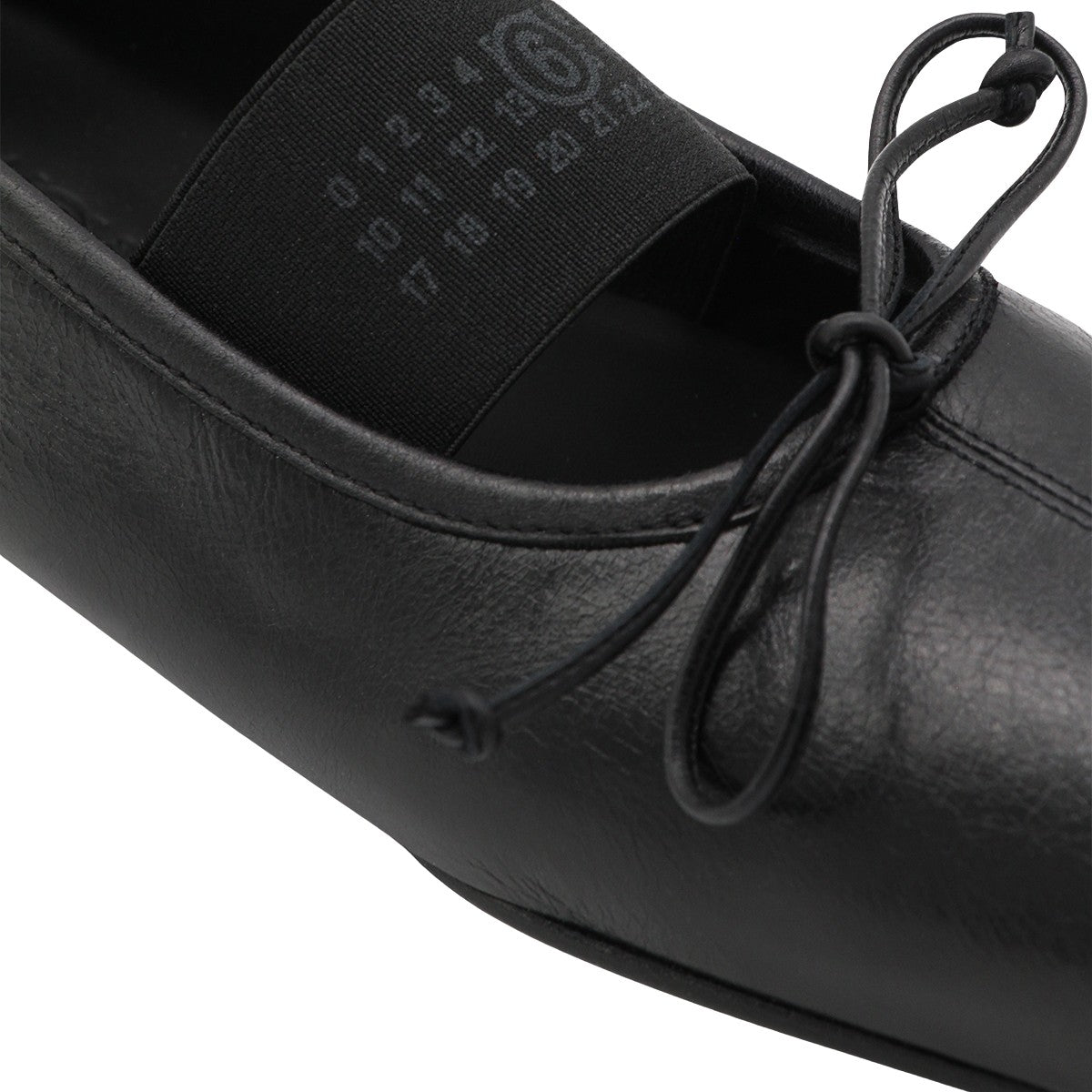 Black Leather Flats with Square Toe