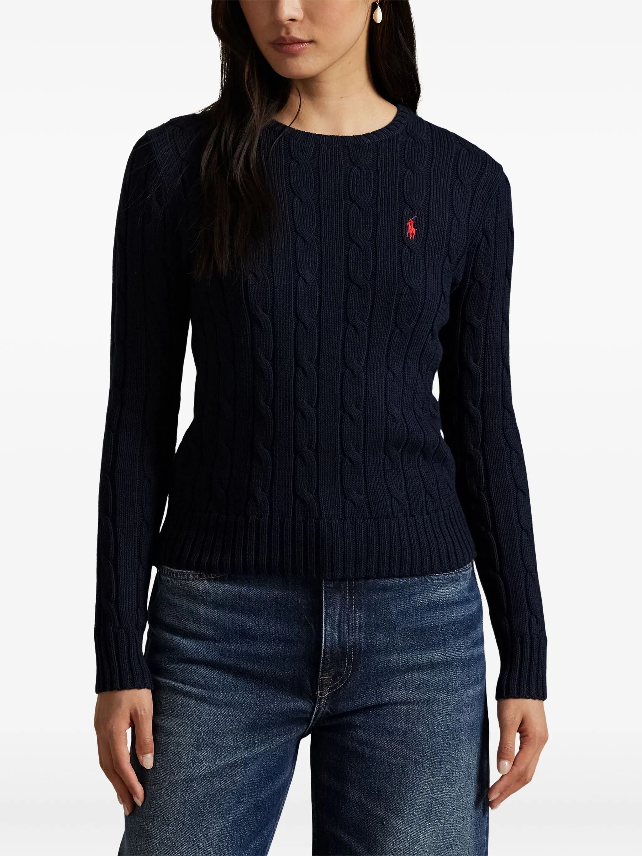 Blue Julianna Pullover Cable Knit Sweater