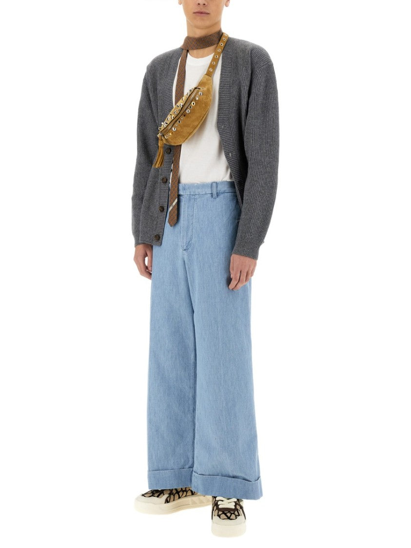 Denim Pants With Distinctive Lapels