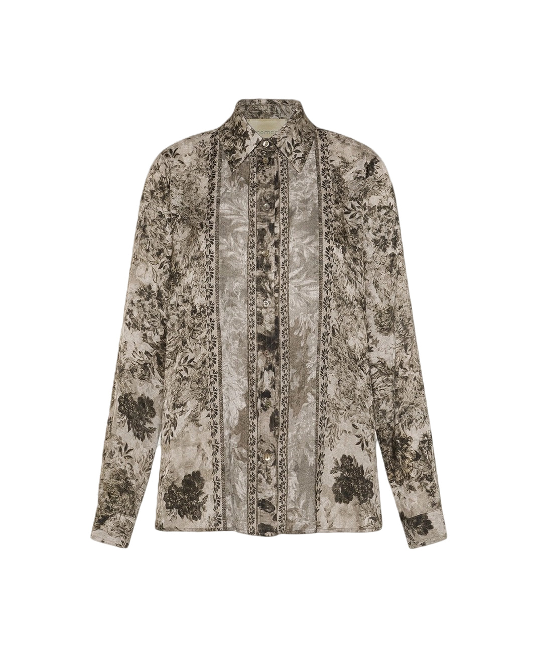 Long-Sleeved Multicolour Shirt With Floral And Abstract Patterns