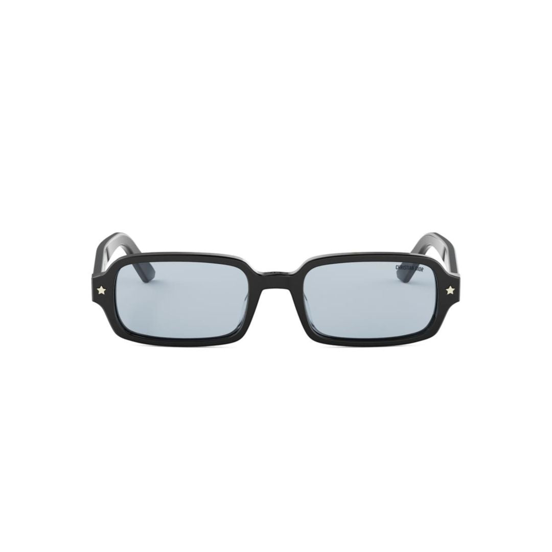 Glossy Black Rectangular Sunglasses With Star Detail