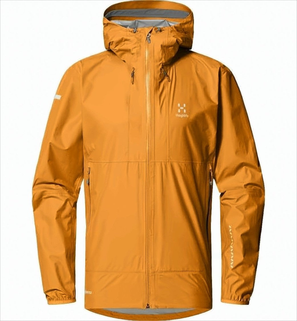 Orange Polyamide Casual Jacket with Hood